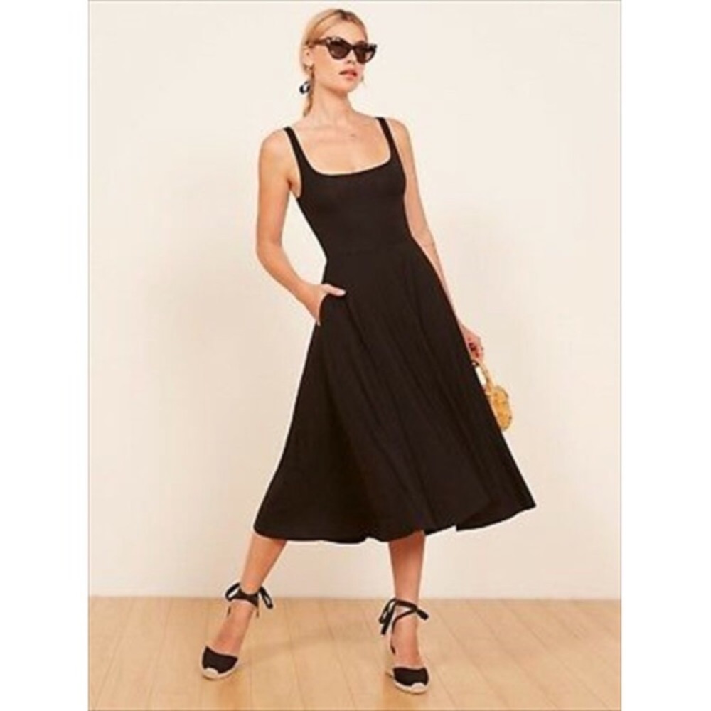 Reformation Black Midi Dress